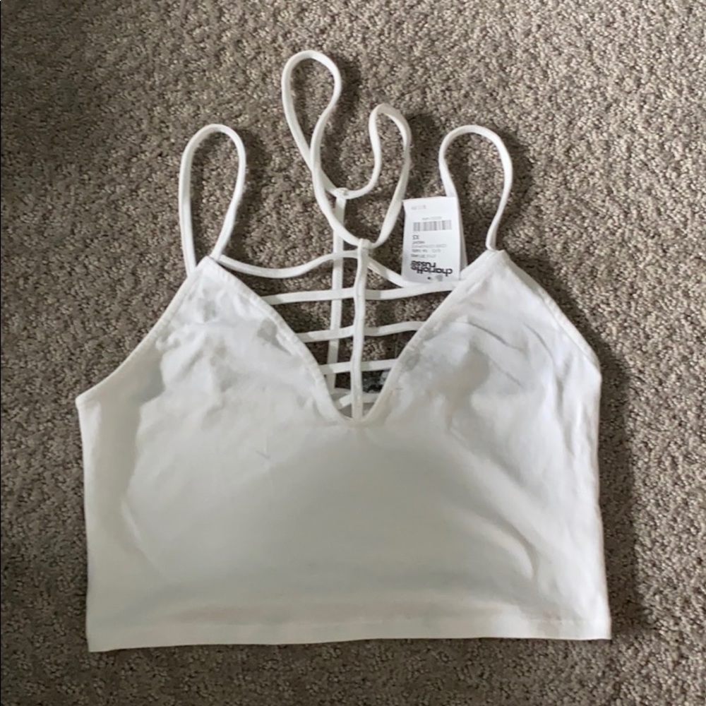 White caged front crop top